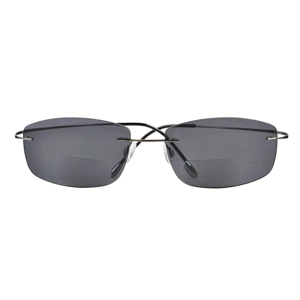 Titanium Rimless Bifocal Sunglasses for Women Men
