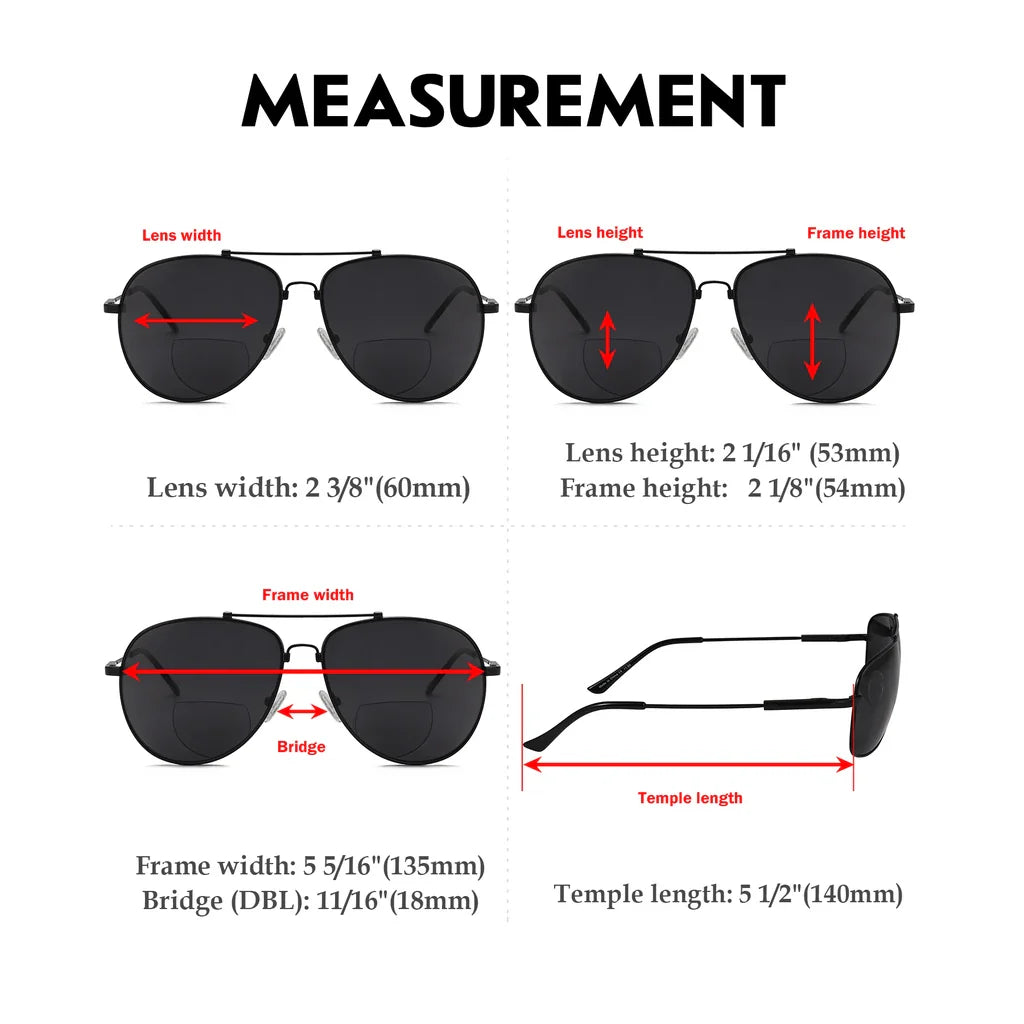 Polarized Bifocal Sunglasses Pilot Wire Rim Women Men