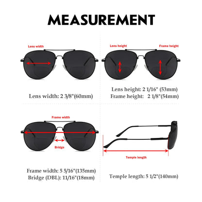 Polarized Bifocal Sunglasses Pilot Wire Rim Women Men