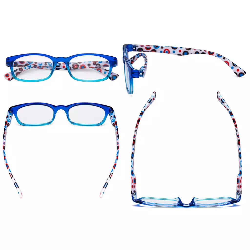 Pattern Reading Glasses with Polka Dots Temples Women