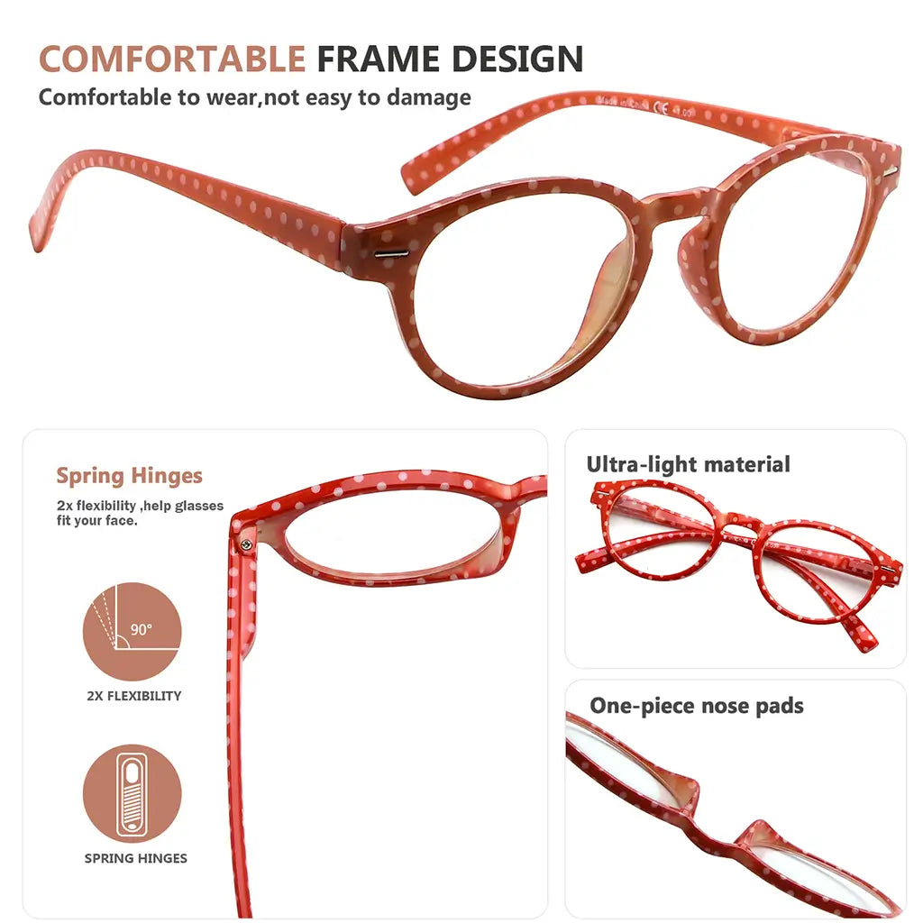 oval polka dots reading glasses women