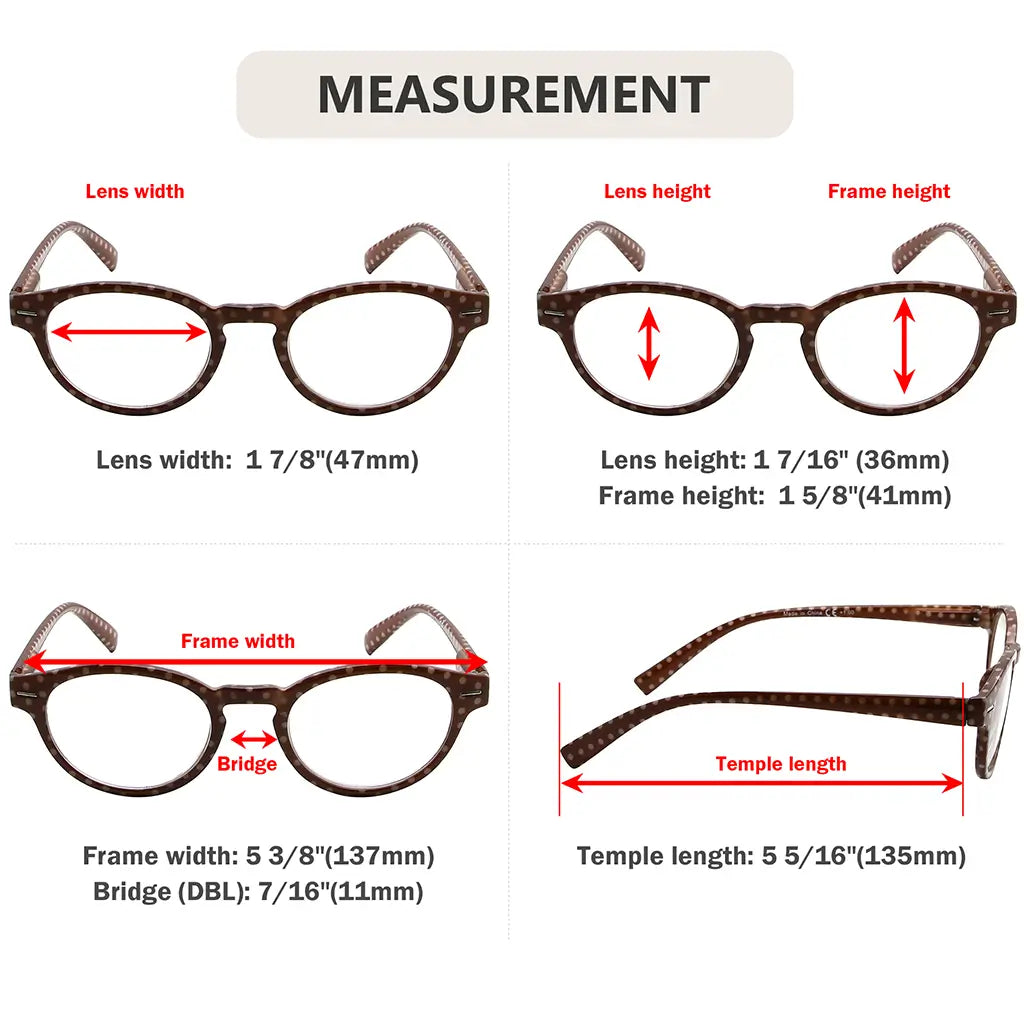 oval polka dots reading glasses women