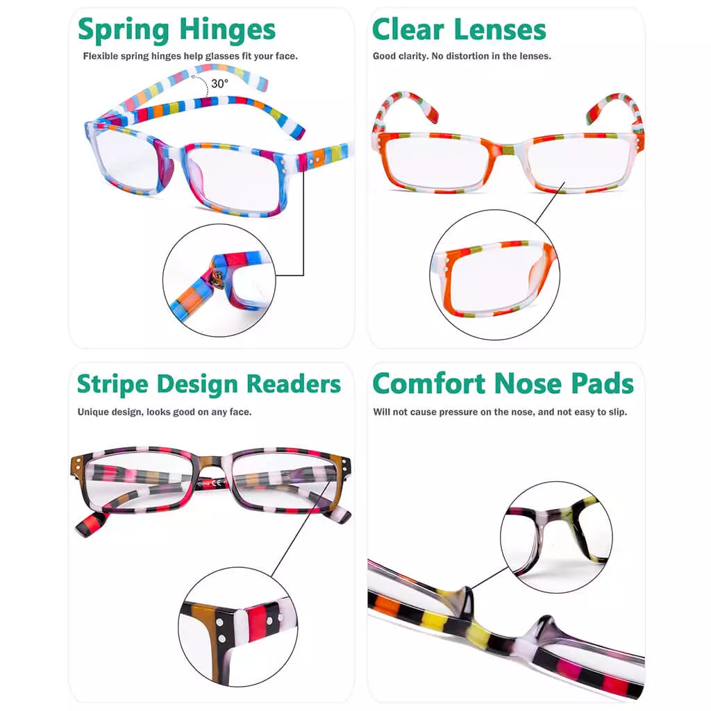 Striped Pattern Reading Glasses Women