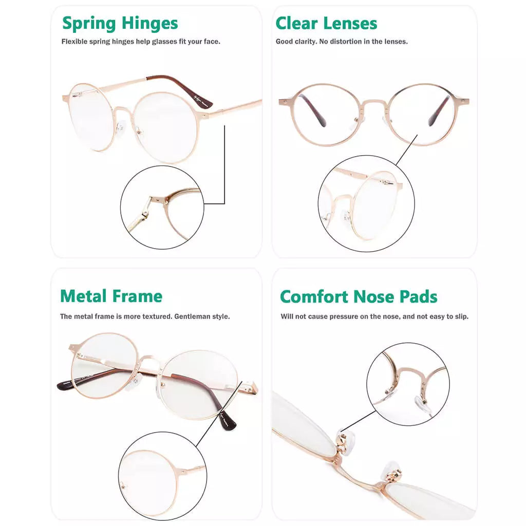 Round Wirerim Reading Glasses Women Men