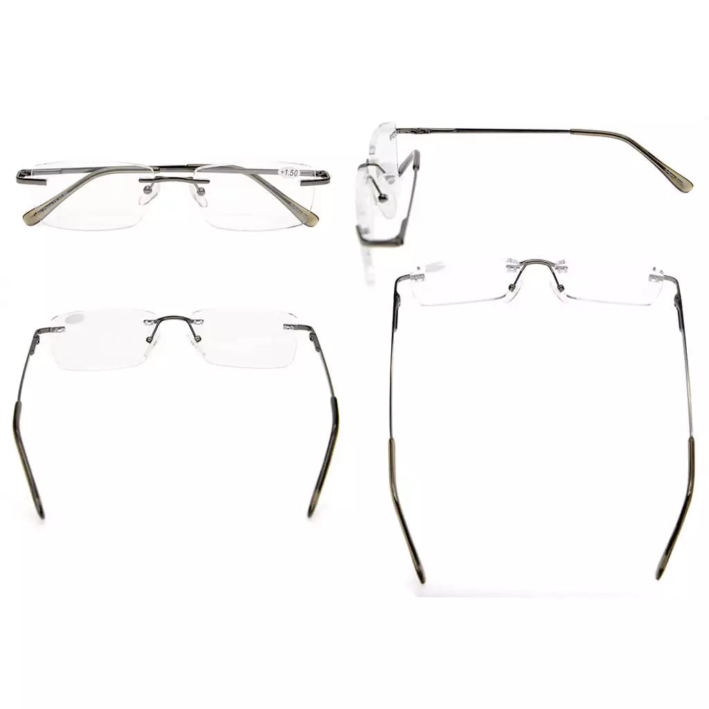 Rimless Reading Glasses for Men Women