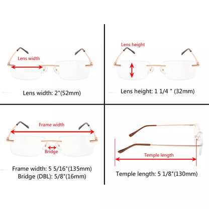 Rimless Reading Glasses for Men Women