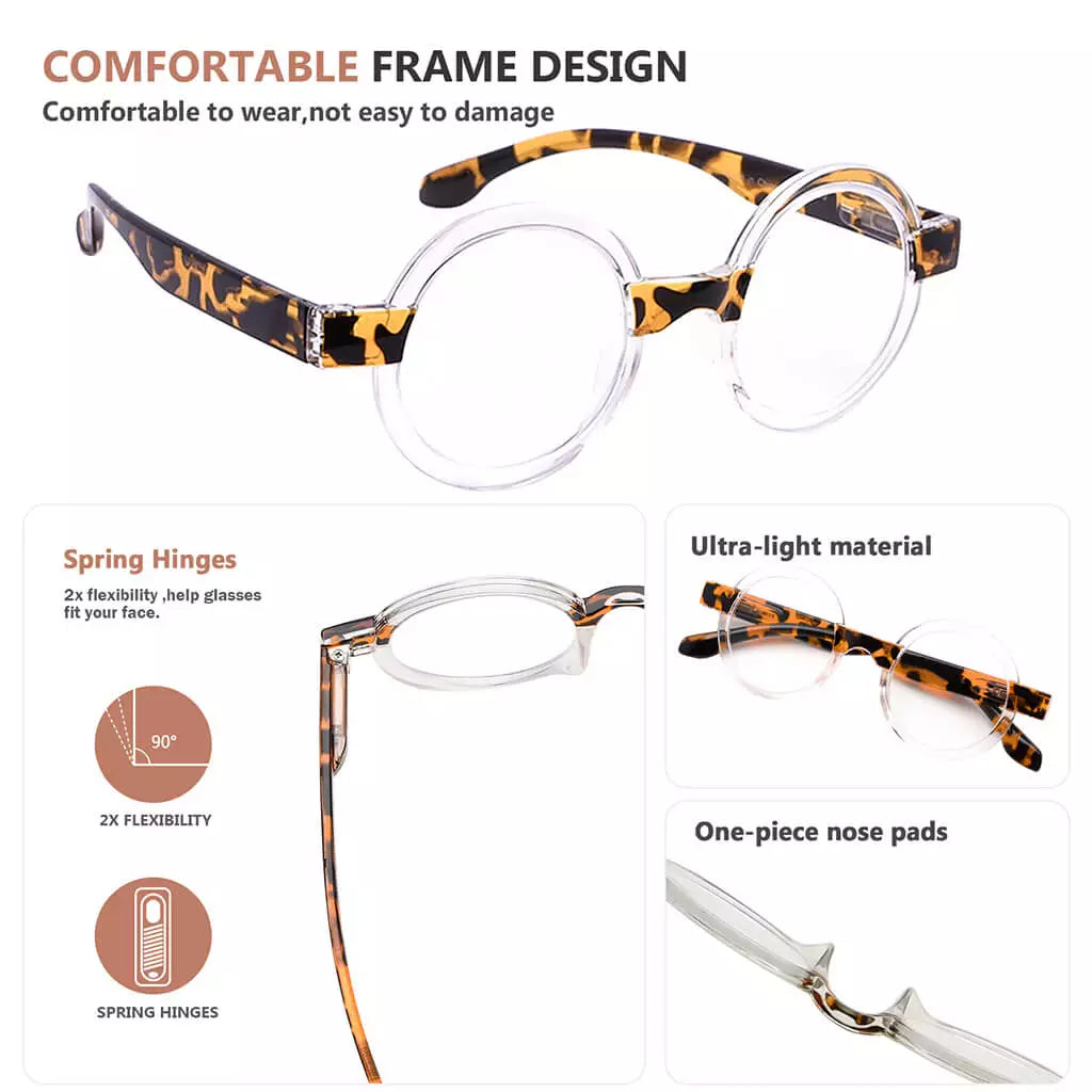 Round Reading Glasses Women Small Readers for Men