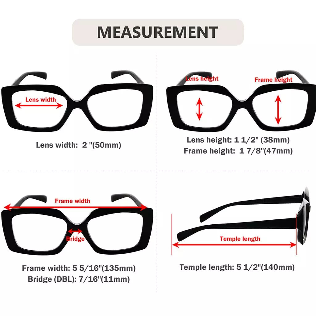 Thick Frame Oversized Square Reading Glasses Women