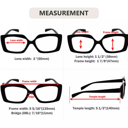 Thick Frame Oversized Square Reading Glasses Women