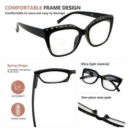 Cat Eye Rhinestone Design Reading Glasses Women