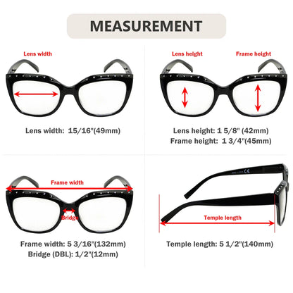 Cat Eye Rhinestone Design Reading Glasses Women
