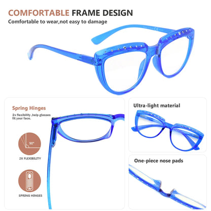 Half-Moon Rhinestone Design Reading Glasses Women