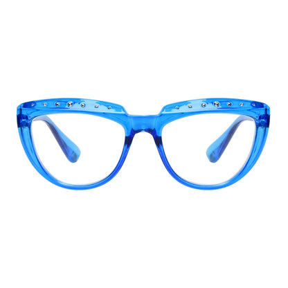 Half-Moon Rhinestone Design Reading Glasses Women