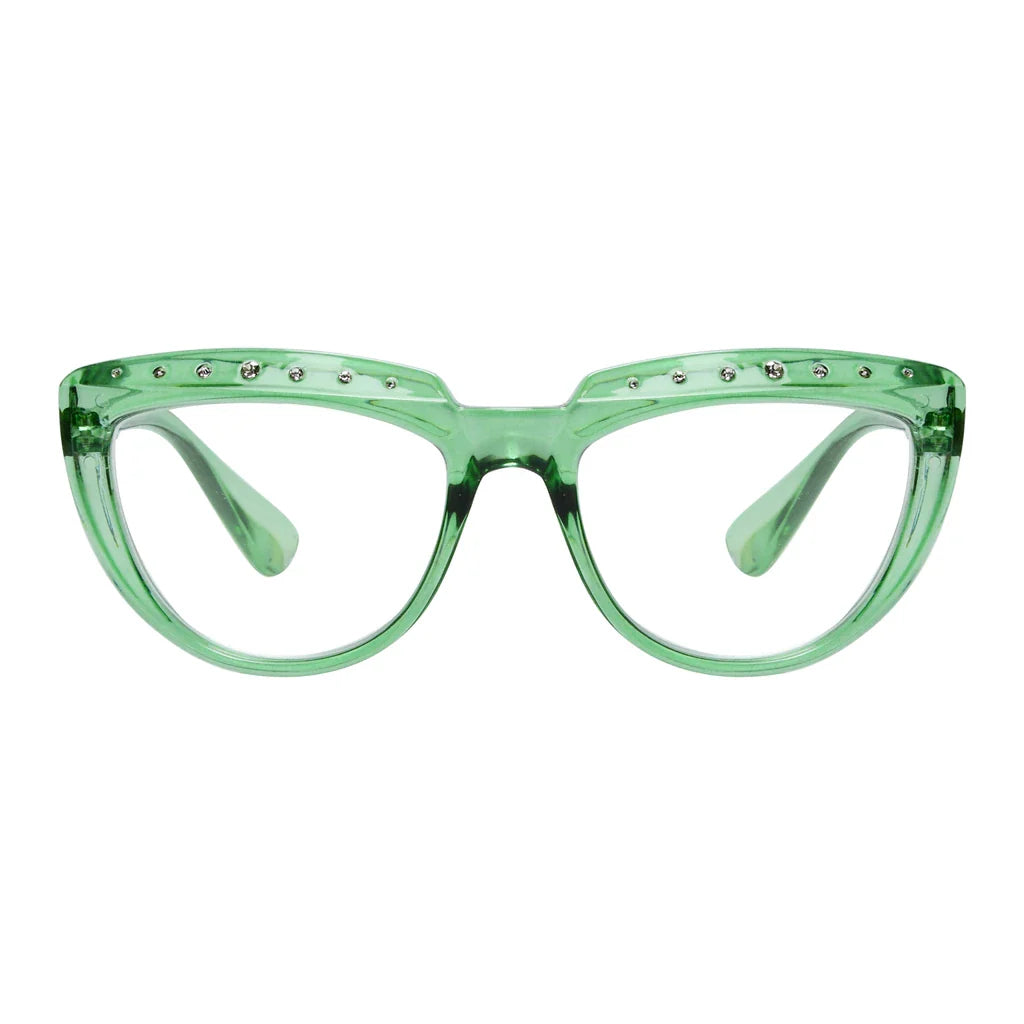 Half-Moon Rhinestone Design Reading Glasses Women