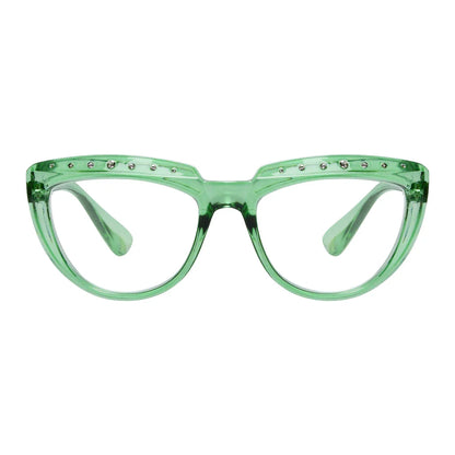 Half-Moon Rhinestone Design Reading Glasses Women