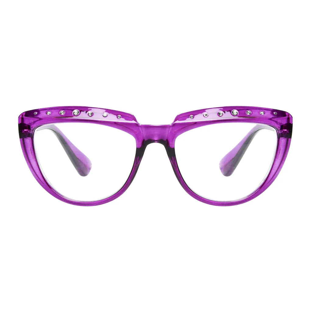 Half-Moon Rhinestone Design Reading Glasses Women