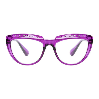 Half-Moon Rhinestone Design Reading Glasses Women