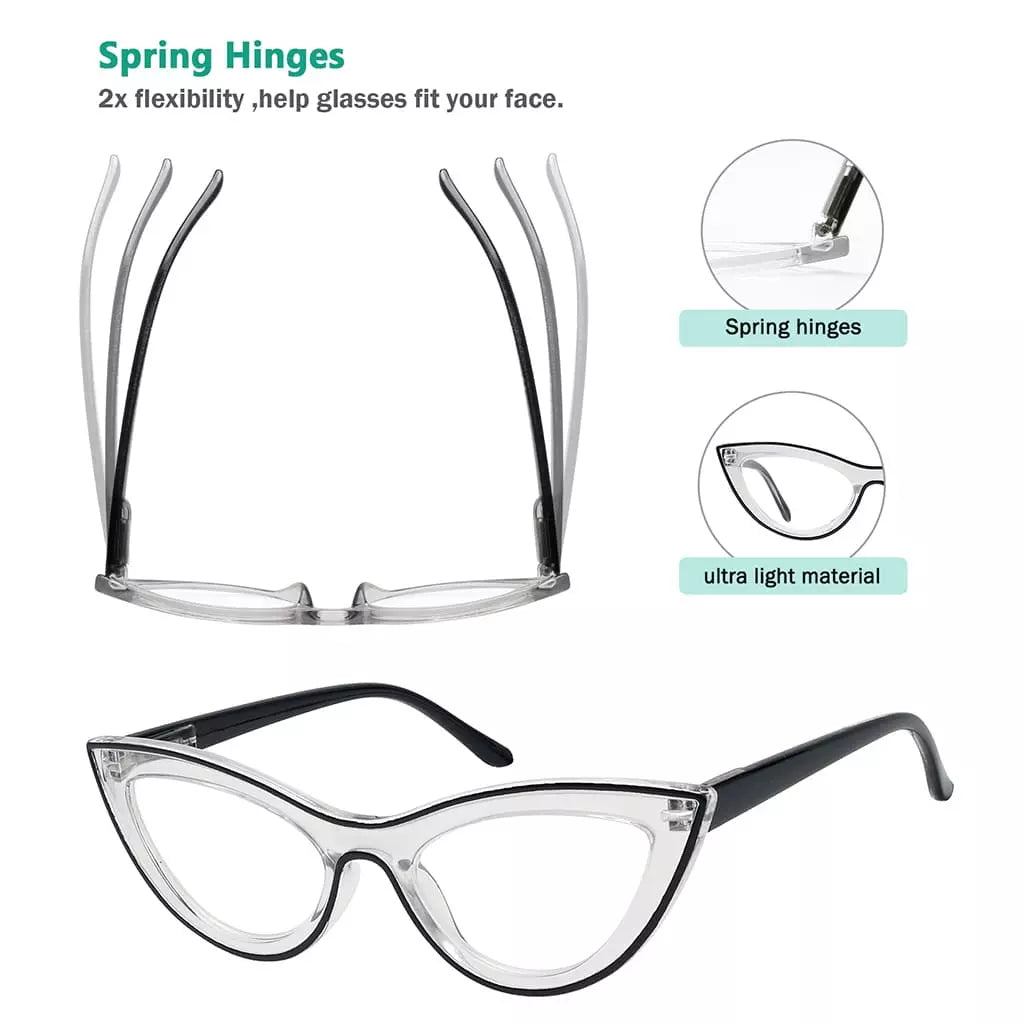 Cat-Eye Reading Glasses for Women Include Reading Sunglasses
