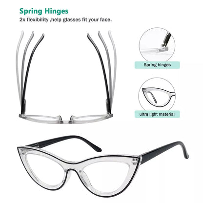 Cat-Eye Reading Glasses for Women Include Reading Sunglasses