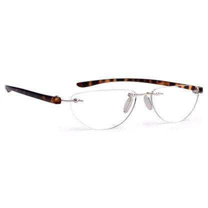 Rimless Reading Glasses Half Moon for Men Women