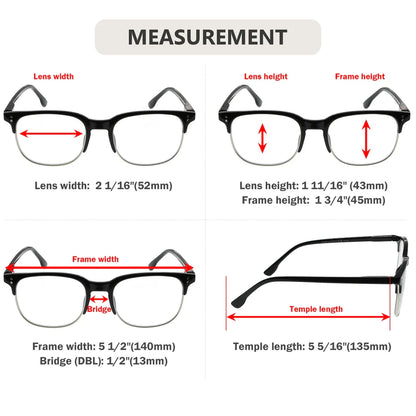 Semi-Rim Pattern Reading Glasses for Women Men