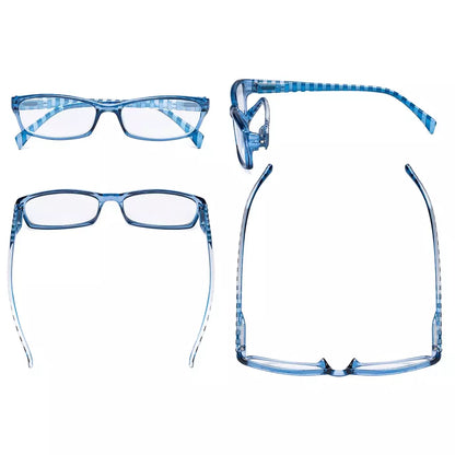 Pattern Temples Reading Glasses Women Spring Hinges Stripe Arms