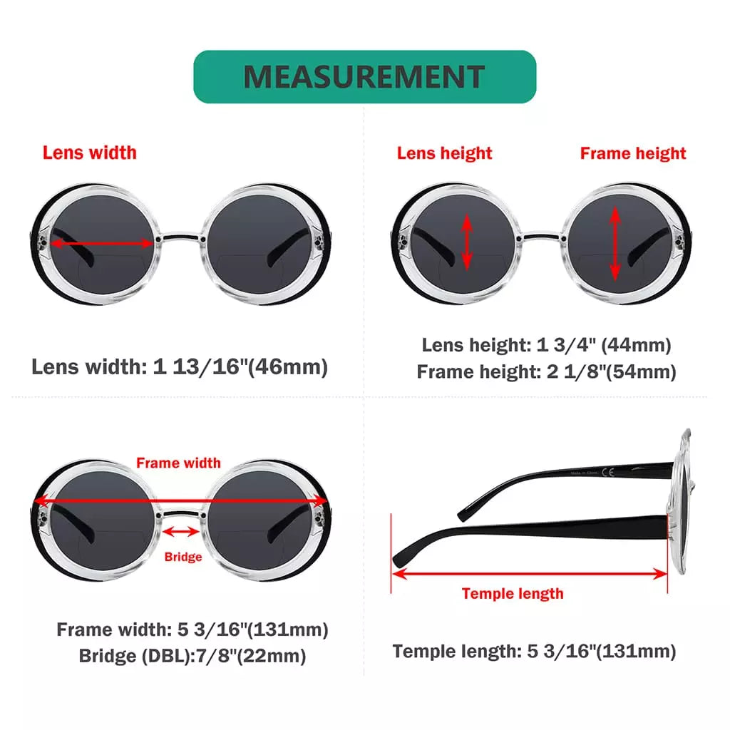 Round Small Bifocal Sunglasses Women