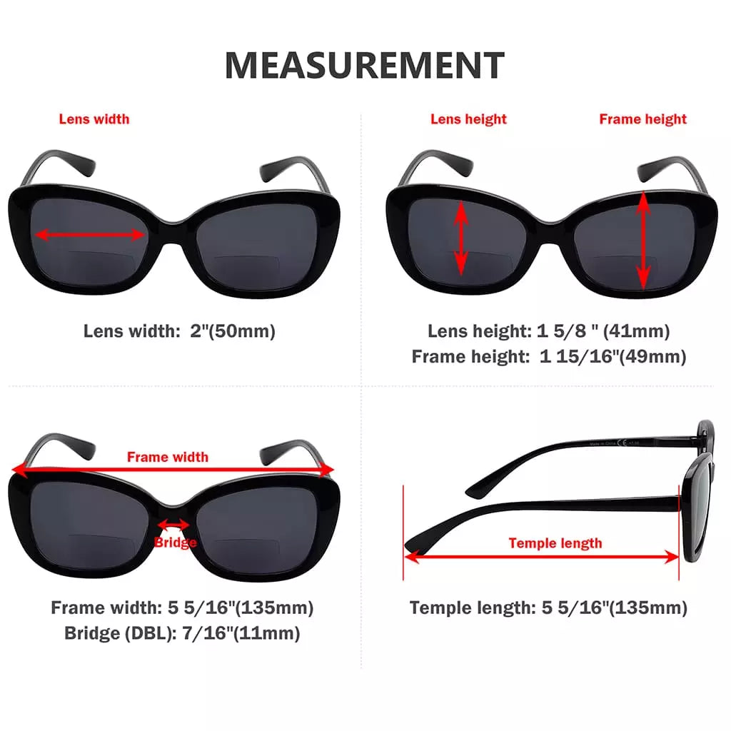 Trendy Wood Grain Bifocal Sunglasses Women