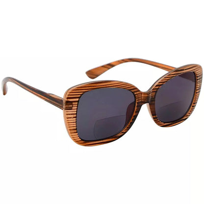 Trendy Wood Grain Bifocal Sunglasses Women