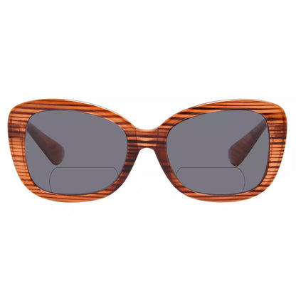 Trendy Wood Grain Bifocal Sunglasses Women