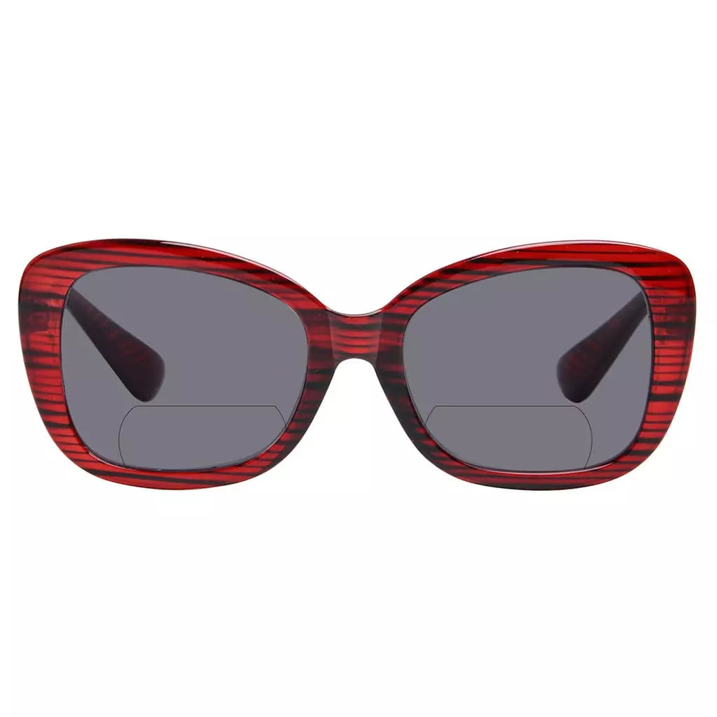 Trendy Wood Grain Bifocal Sunglasses Women