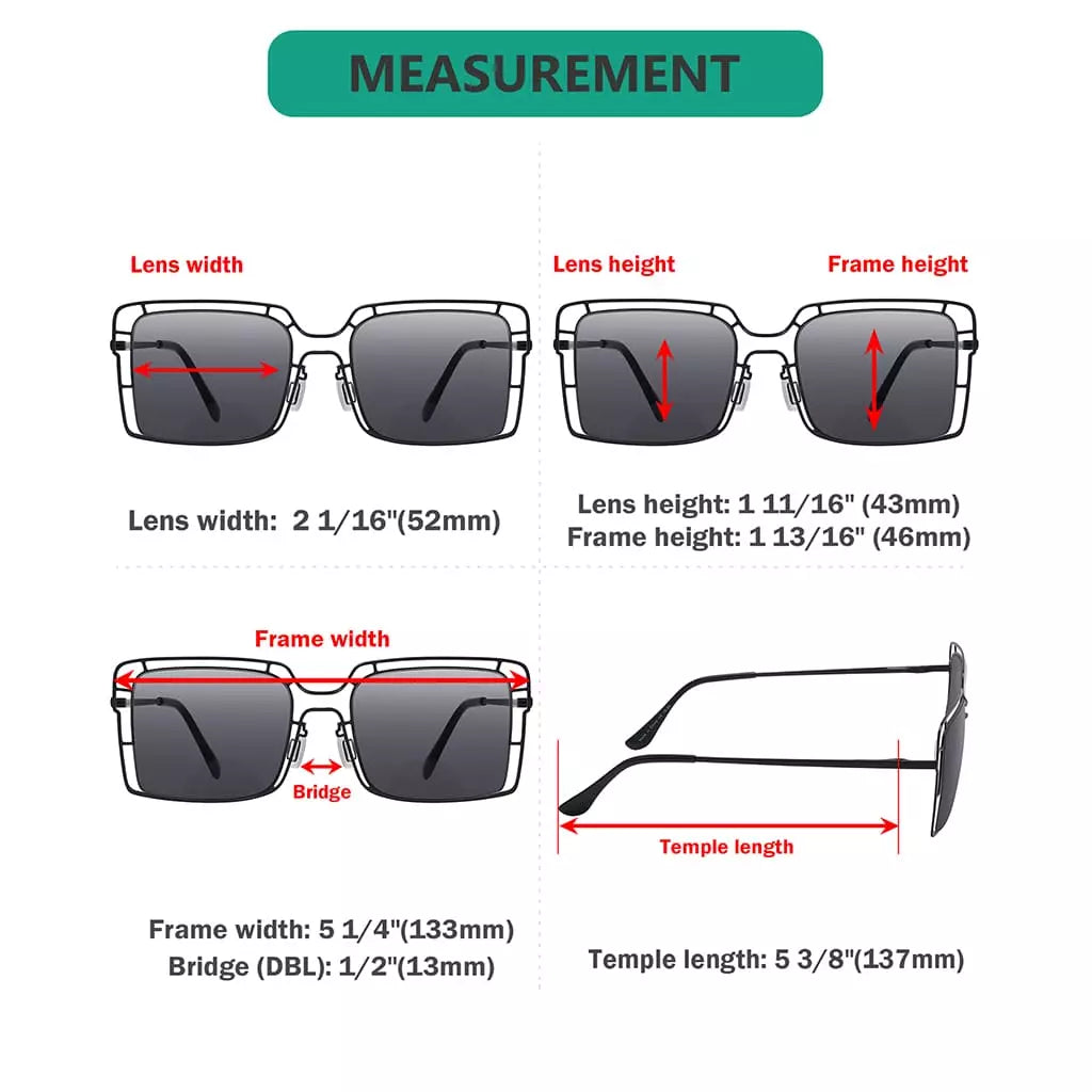 Square Bifocal Sunglasses Men