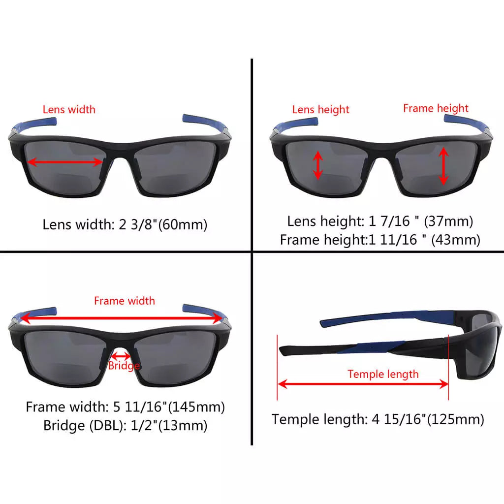 TR90 Sports Design Bifocal Sunglasses for Women Men