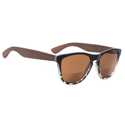 Pattern Bifocal Sunglasses Wood Arms for Women
