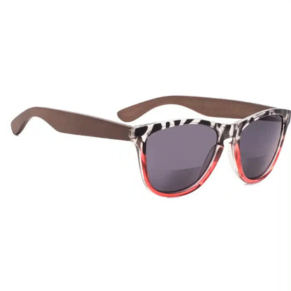 Pattern Bifocal Sunglasses Wood Arms for Women