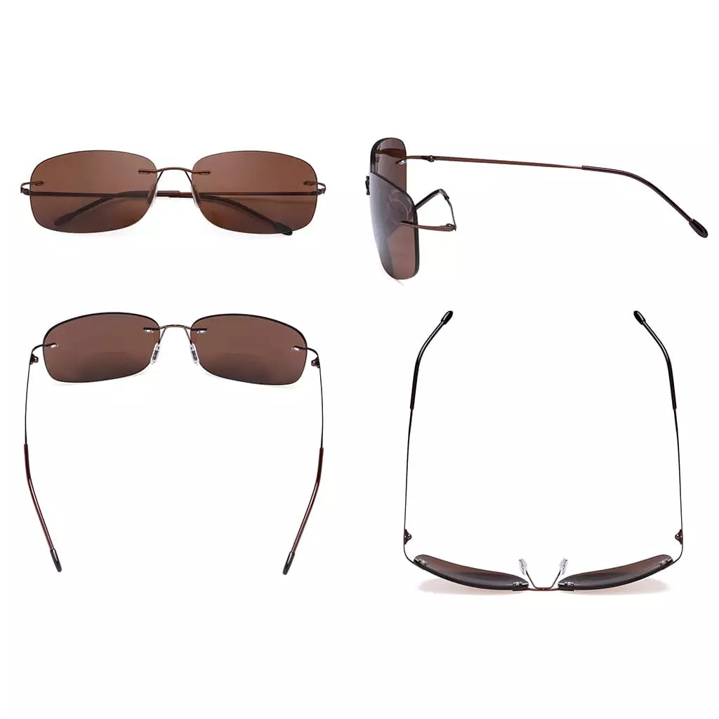 Rimless Bifocal Sunglasses Women Men