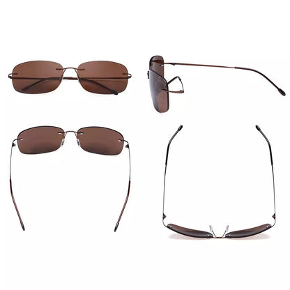 Rimless Bifocal Sunglasses Women Men
