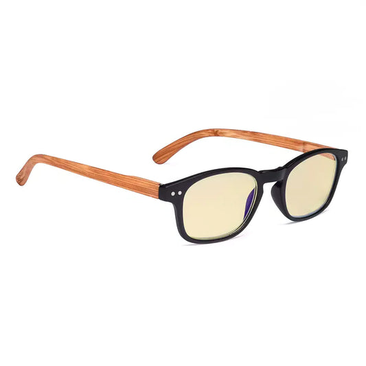 Wood-look Temple Blue Light Blocking Reading Glasses Women