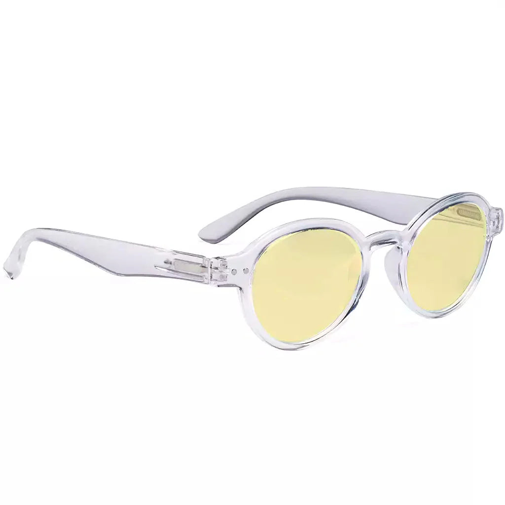Oval Round Yellow Tinted Blue Light Blocking Reading Glasses For Women