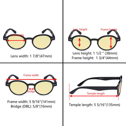 Oval Round Yellow Tinted Blue Light Blocking Reading Glasses For Women