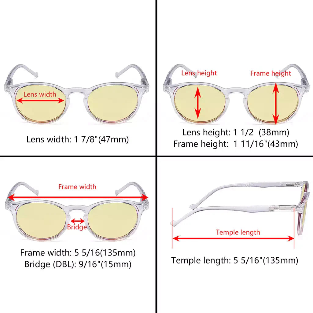 Oval Round Yellow Tinted Blue Light Blocking Eyeglasses For Women