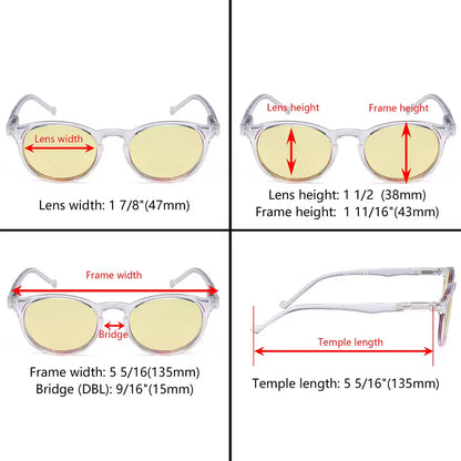 Oval Round Yellow Tinted Blue Light Blocking Eyeglasses For Women