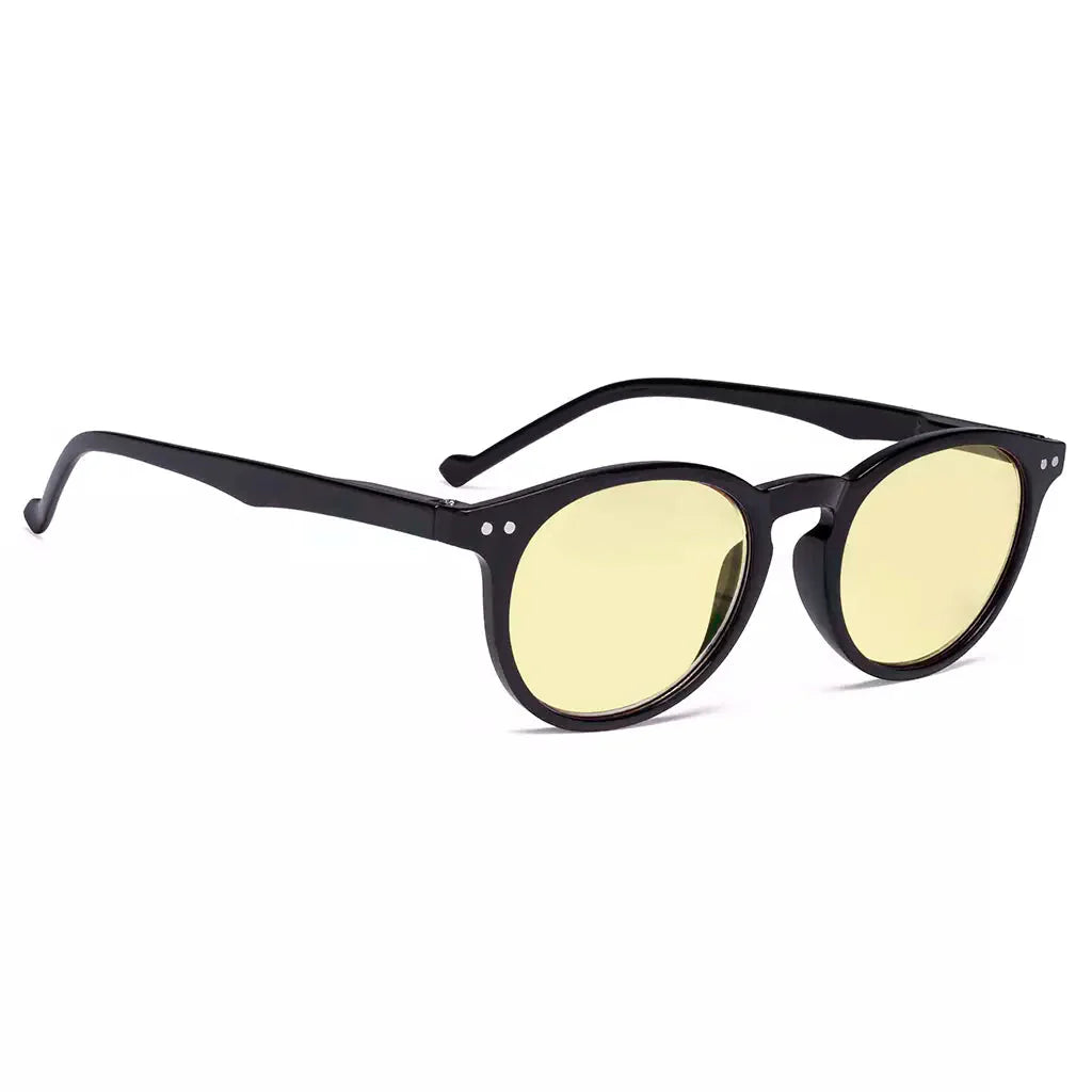 Oval Round Yellow Tinted Blue Light Blocking Eyeglasses For Women