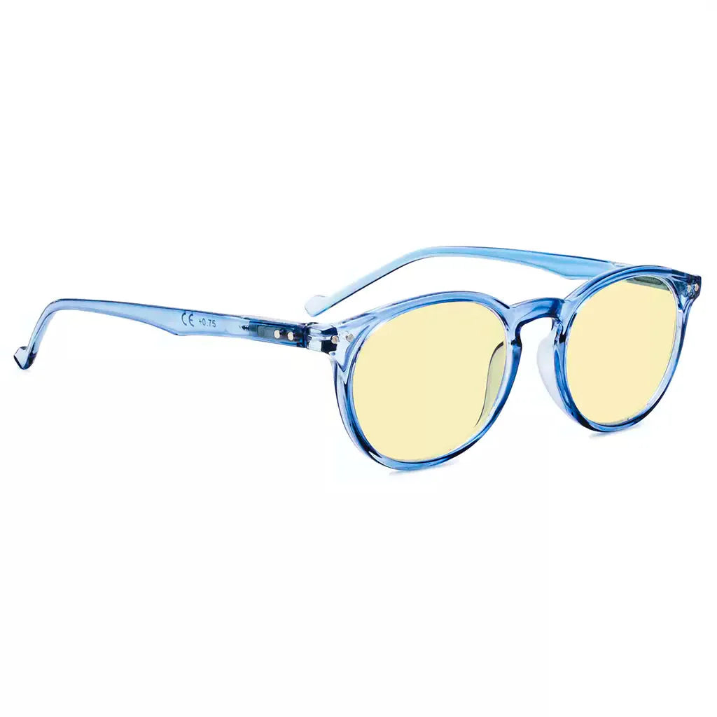 Oval Round Yellow Tinted Blue Light Blocking Eyeglasses For Women