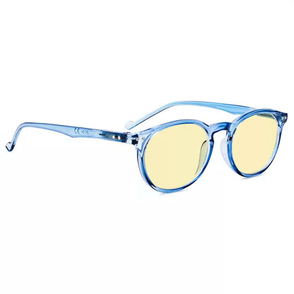 Oval Round Yellow Tinted Blue Light Blocking Eyeglasses For Women
