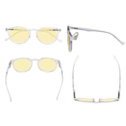 Oval Round Yellow Tinted Blue Light Blocking Eyeglasses For Women