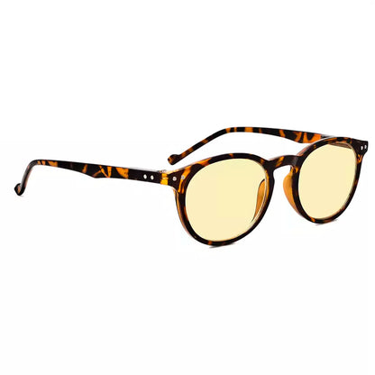 Oval Round Yellow Tinted Blue Light Blocking Eyeglasses For Women