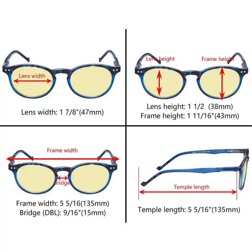 Oval Round Blue Light Blocking Reading Glasses Women
