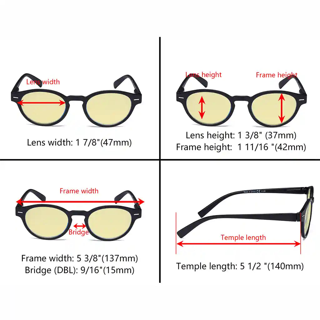 Oval Round Blue Light Blocking Reading Glasses Retro Key Hole Women