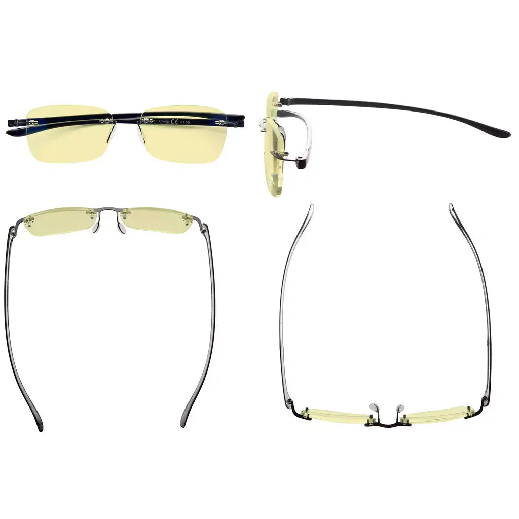 Rimless Blue Light Blocking Reading Glasses Women Men